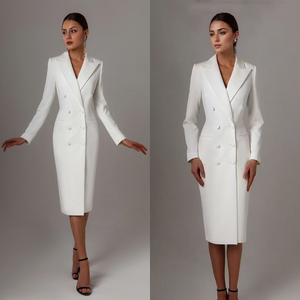 Women Formal Wear M&S - Chaqueta larga blanca personalizada con doble