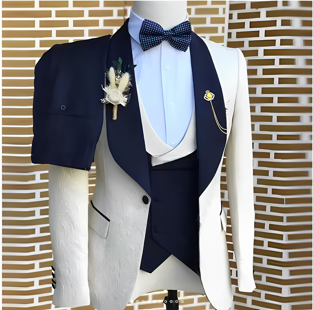 Tailored Coat Wool - Trajes blancos elegantes de jacquard para