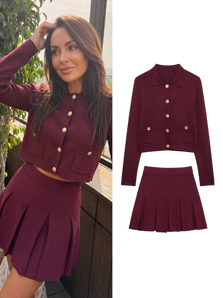 Conjunto Elegante de Falda Roj - Women Formal Wear For Summer reseña y precio