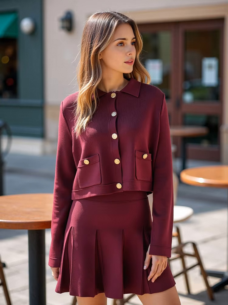 Conjunto Elegante de Falda Roj - Women Formal Wear For Summer reseña y precio