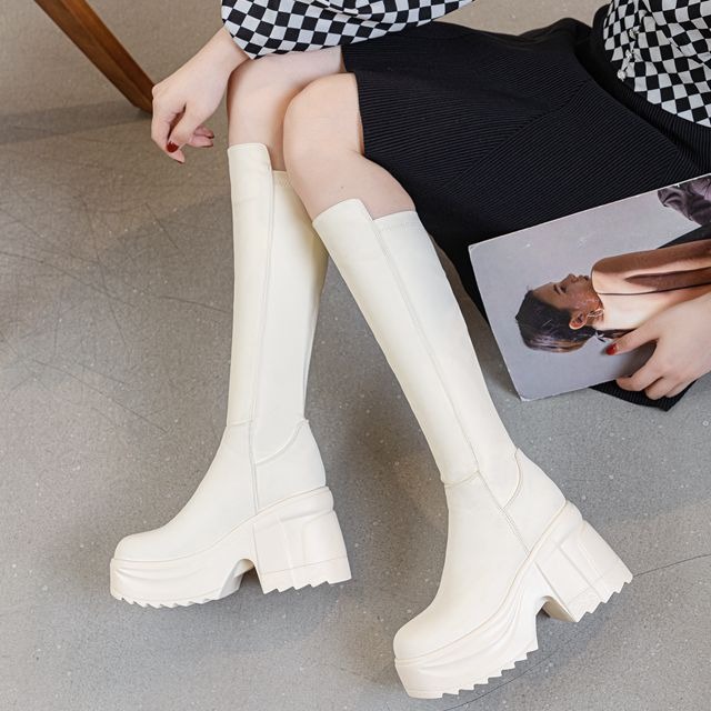Botas de tacón ancho con suela - Formal Wear Women Us reseña y precio