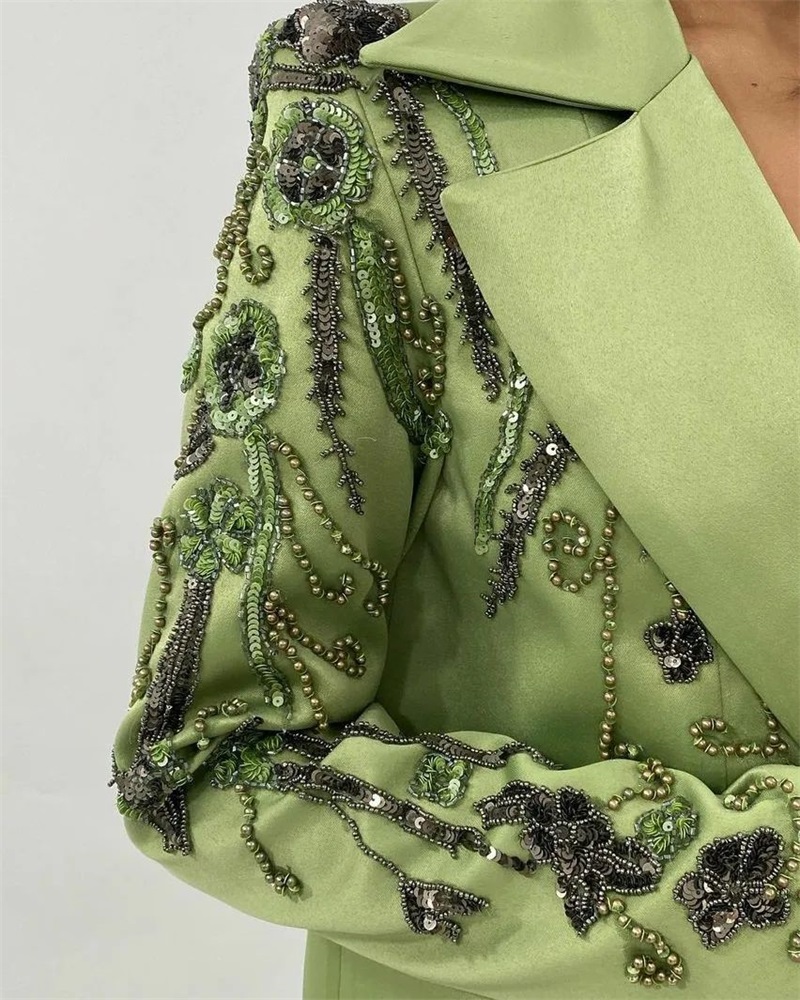 Conjunto de trajes de satén ve - Women Formal Wear Designers reseña y precio