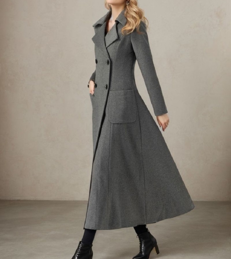 Chaqueta larga gris para mujer - Tailored Coat Wool reseña y precio