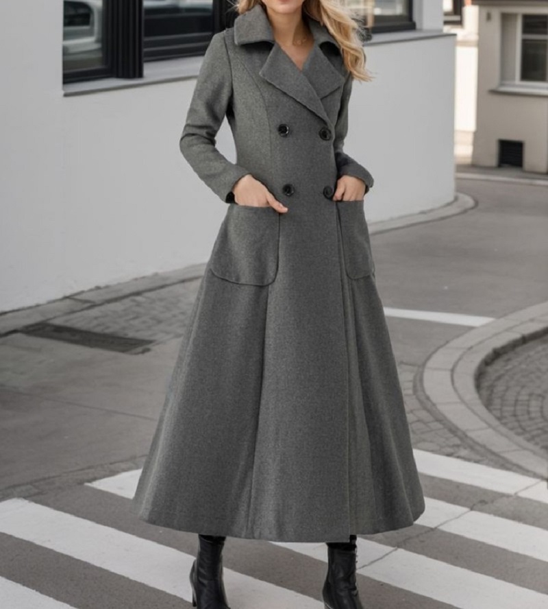 Chaqueta larga gris para mujer - Tailored Coat Wool reseña y precio