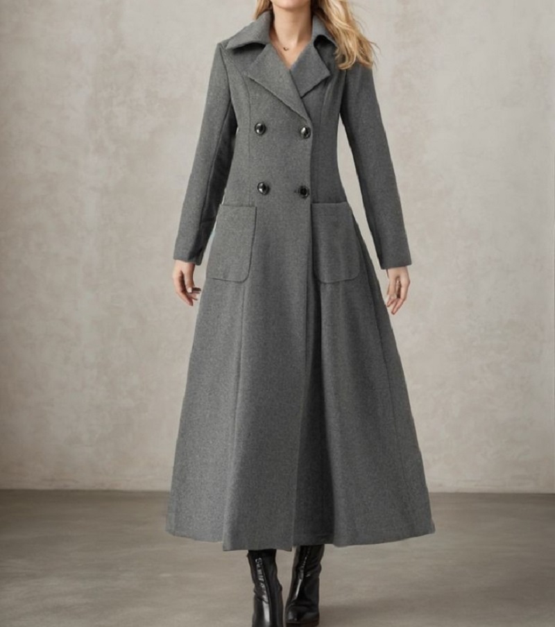 Chaqueta larga gris para mujer - Tailored Coat Wool reseña y precio